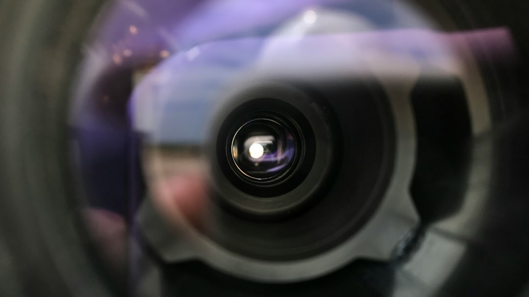Close up of a broadcast television camera lens